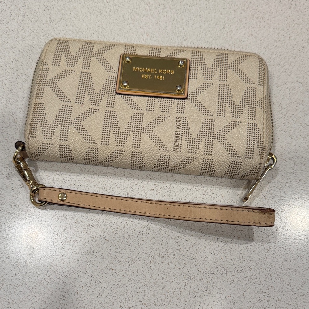 Michael Kors Cream Logo Wristlet